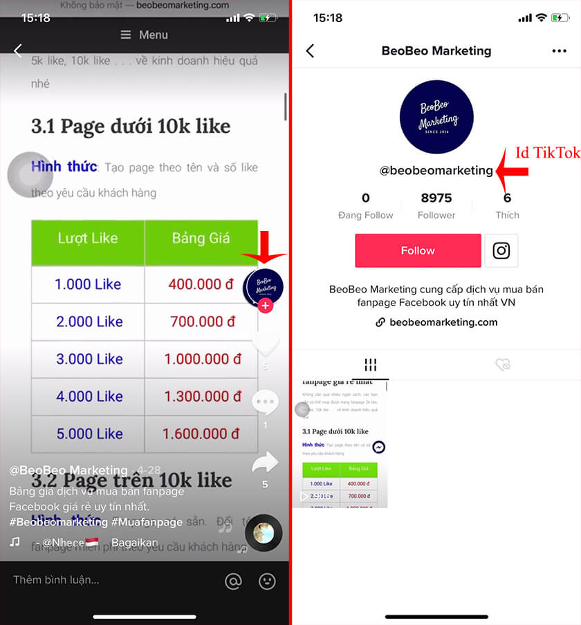 tìm id kênh tik tok