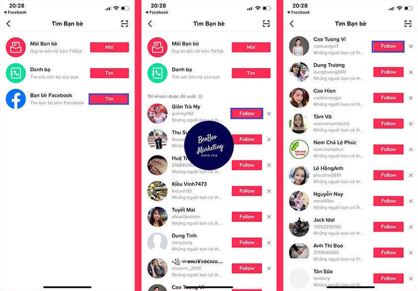 tìm facebook bằng tiktok