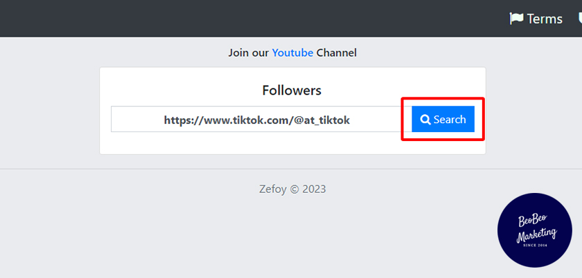 nhap-link-kenh-tiktok-chon-search