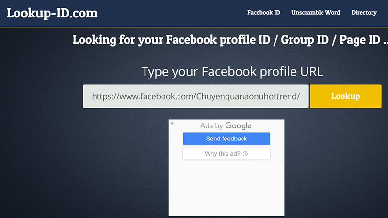 Lấy id fanpage facebook